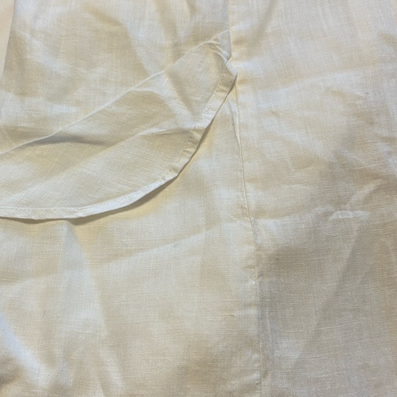 Flax Button Down 100% Linen Overcoat L White Lagenlook Button Front Layering - Picture 7 of 9